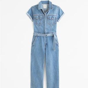 A&F denim short sleeve jumpsuit